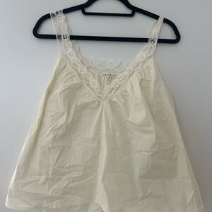 SOLD Cream Lace Trim Cotton Cami Top